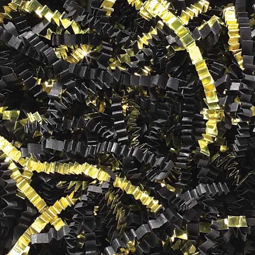 Gold Metallic and Black Crinkle Cut Shred (10 lbs)