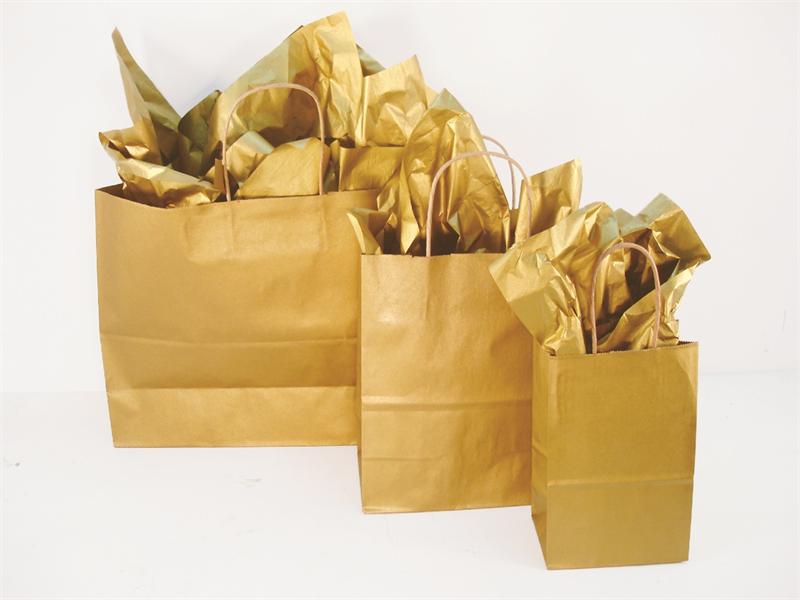 Gold Metallic Collection Shopping Bags