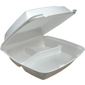 10.3 x 9.5 Foam 3 Comp. Hinged Lid Container - 110HT3 (200)